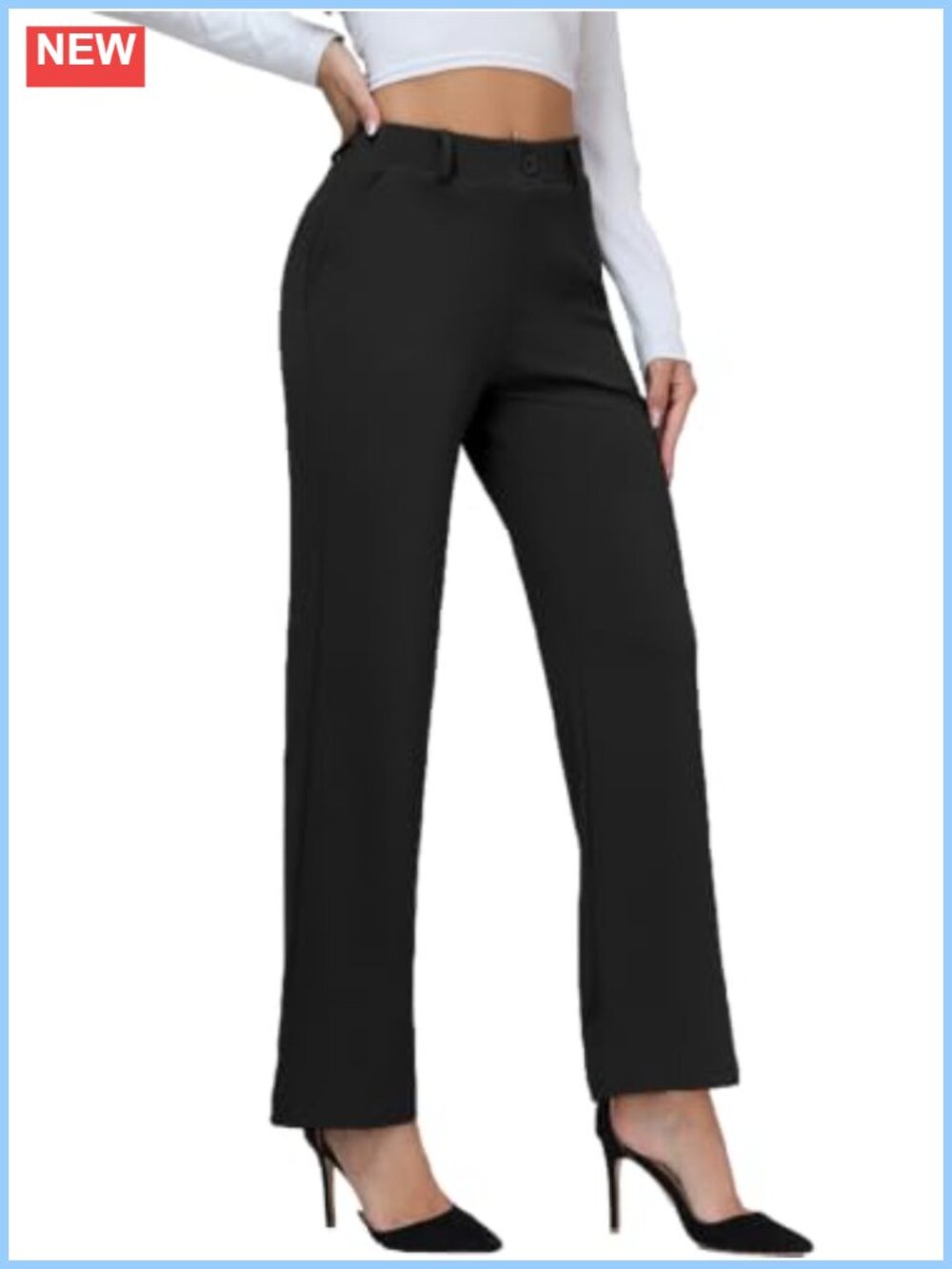 Women's High Stretch Straight Leg Work Slacks with Pockets
